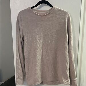 AllSaints Long Sleeve Crewneck Shirt in Light Taupe